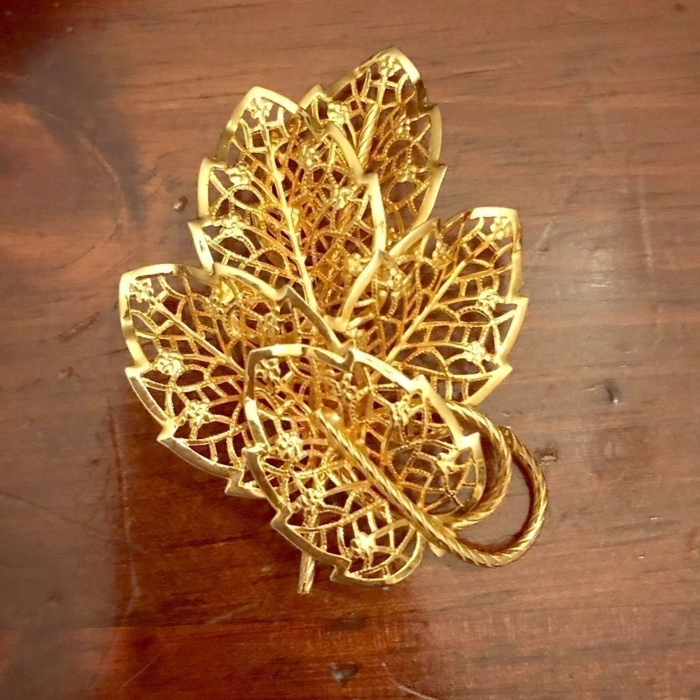 Vintage Leaf Brooch By Designer Judy Lee